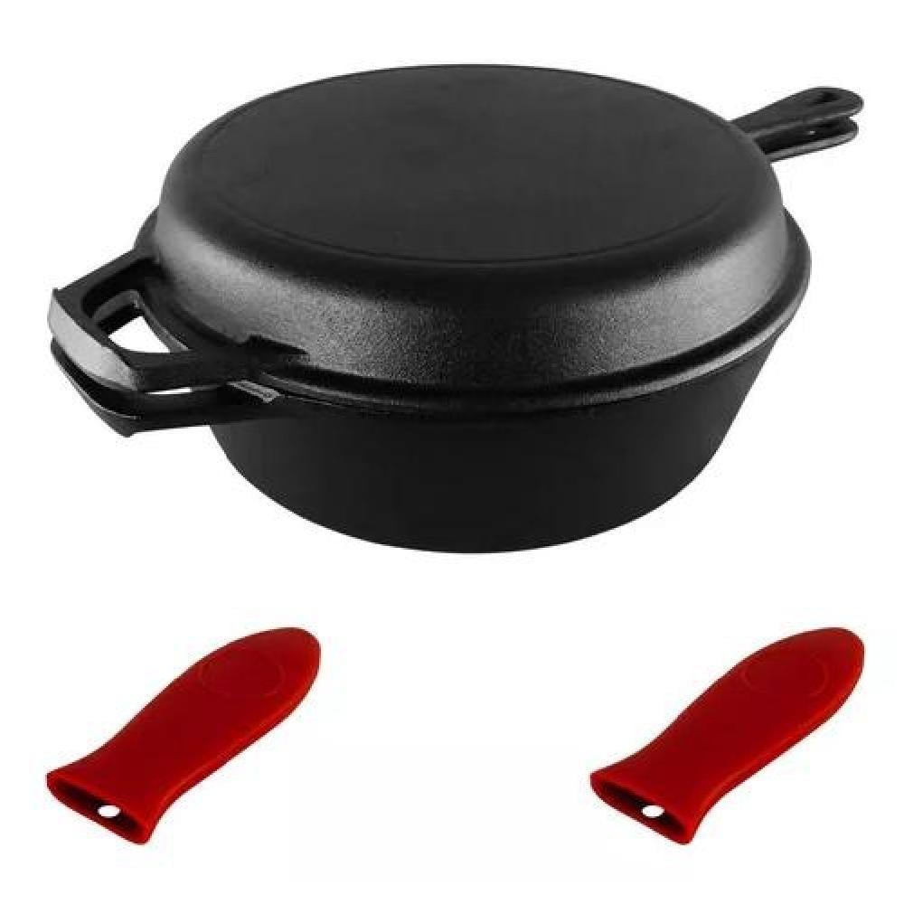 DUTCH OVEN Ø26CM 2 SARTENES HIERRO FUNDIDO + 2 GRIP - CUKIN NEGRO - 1