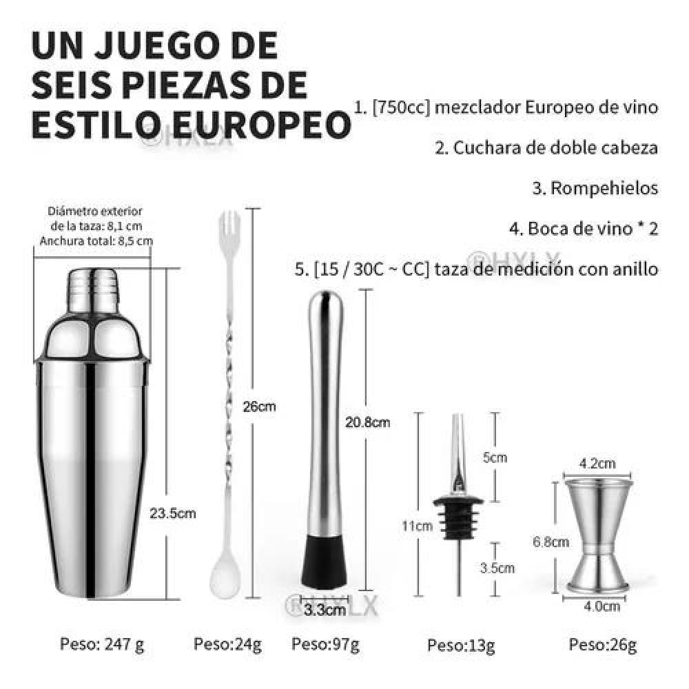 JUEGO DE CÓCTELES PARA BAR PUB 6 PIEZAS 750 ML - 3