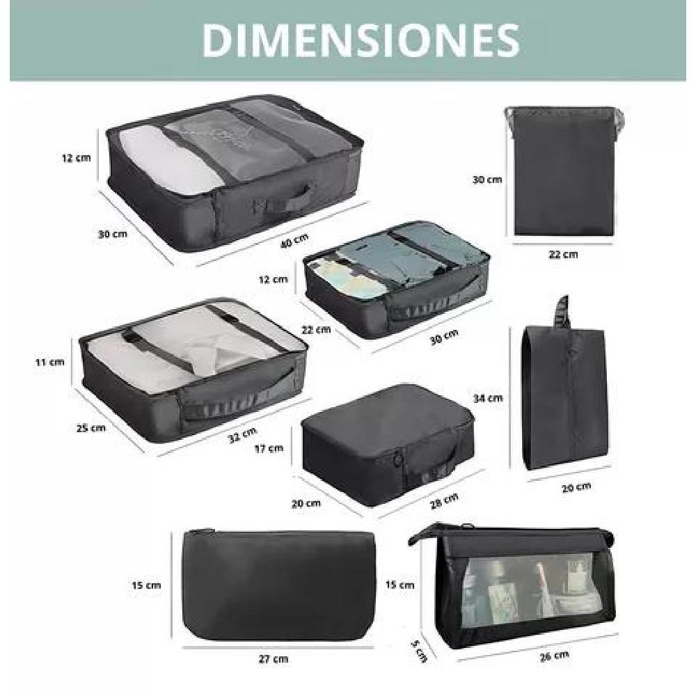 PACK X8 BOLSAS ORGANIZADORAS COLOR NEGRO ACERO - 3