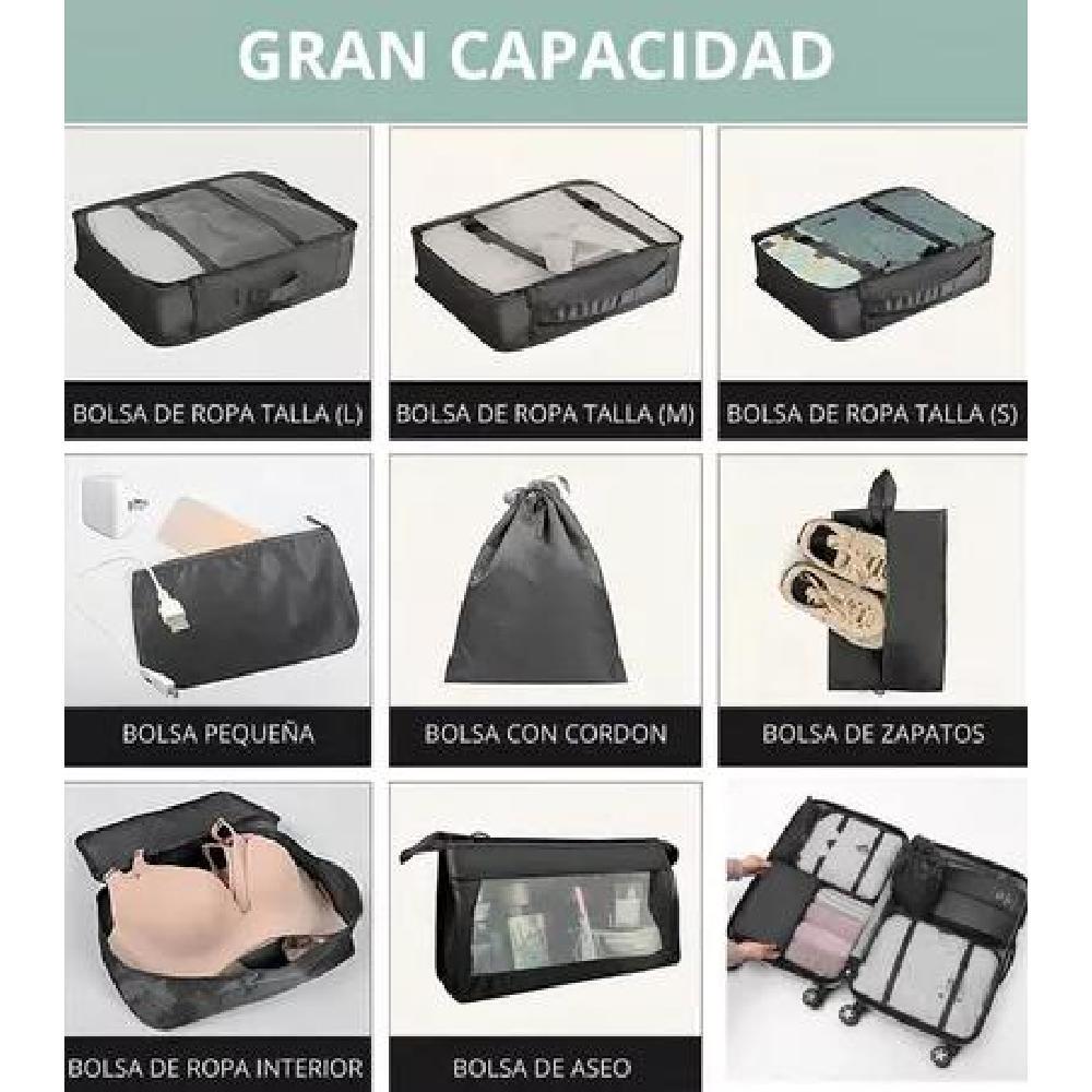 PACK X8 BOLSAS ORGANIZADORAS COLOR NEGRO ACERO - 5