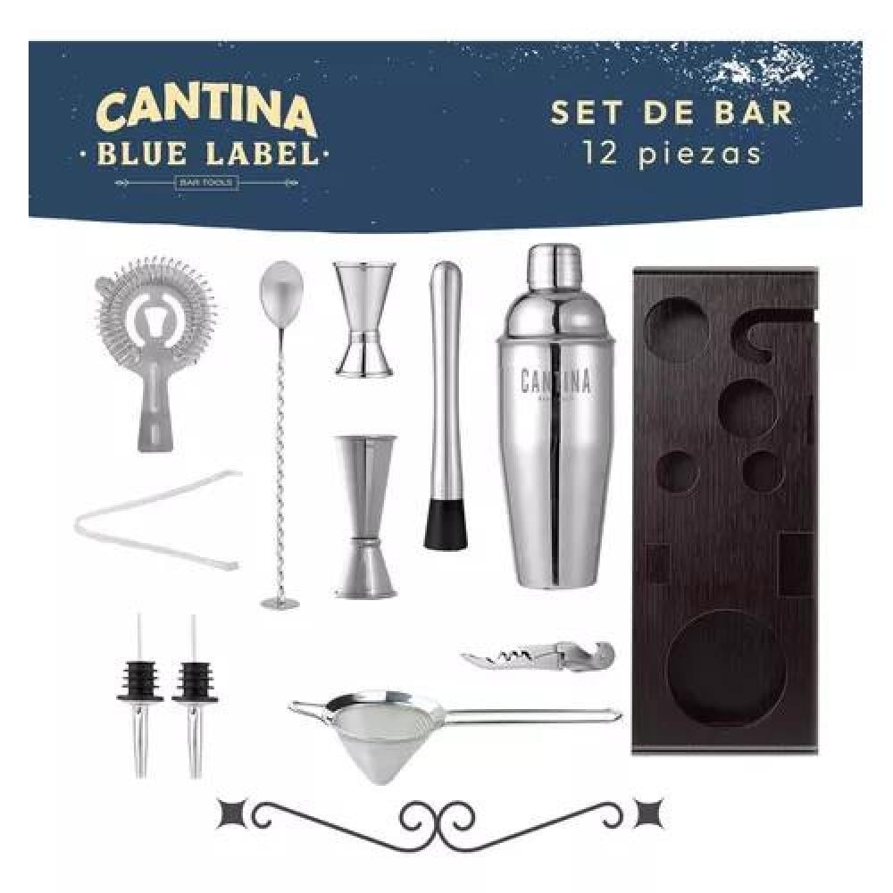 JUEGO BARTENDER COCTELERA UTENSILIOS 12 PIEZAS NEGRO - 2