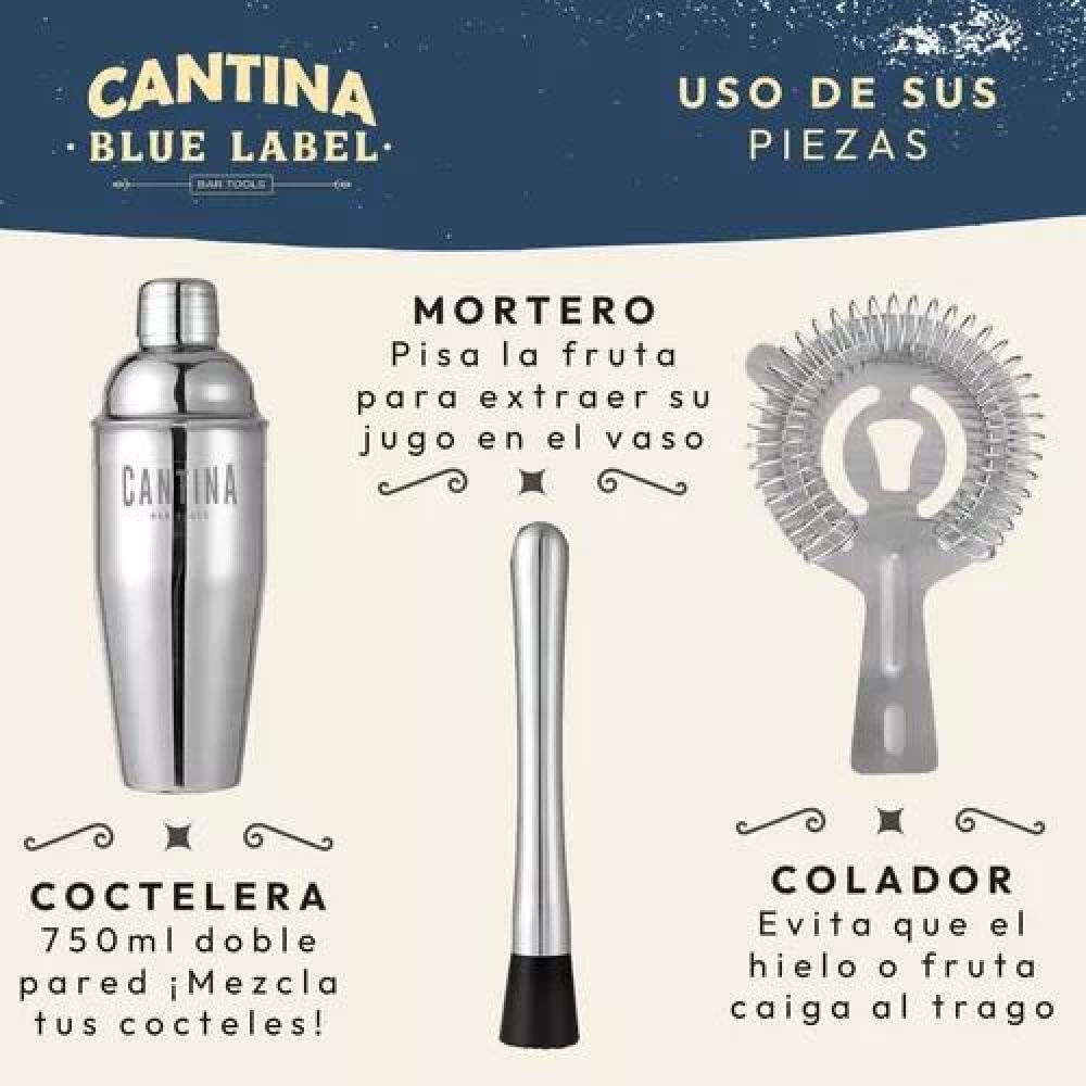 JUEGO BARTENDER COCTELERA UTENSILIOS 12 PIEZAS NEGRO - 4