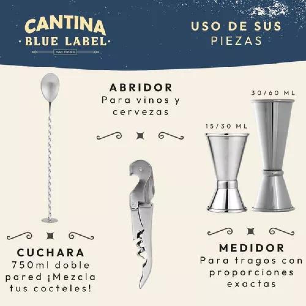 JUEGO BARTENDER COCTELERA UTENSILIOS 12 PIEZAS NEGRO - 5