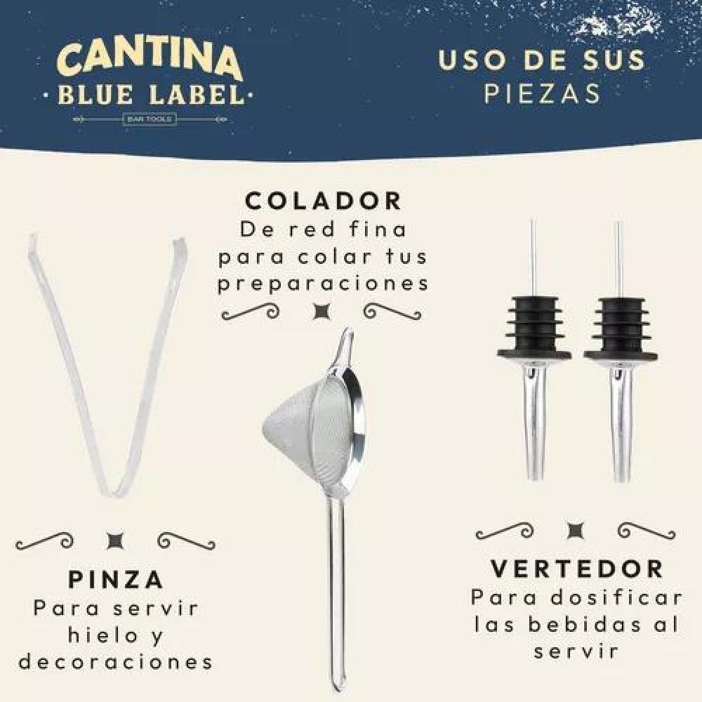 JUEGO BARTENDER COCTELERA UTENSILIOS 12 PIEZAS NEGRO - 6