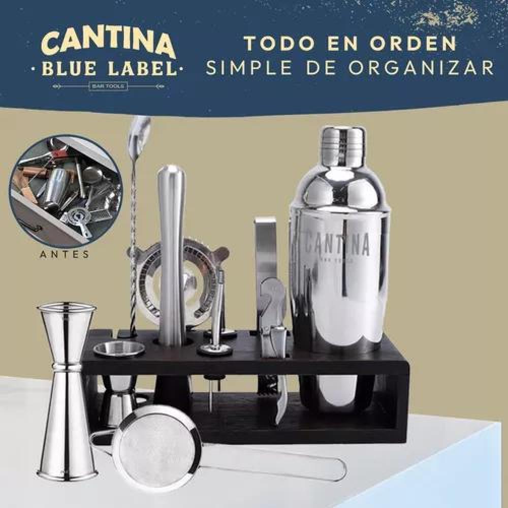 JUEGO BARTENDER COCTELERA UTENSILIOS 12 PIEZAS NEGRO - 8
