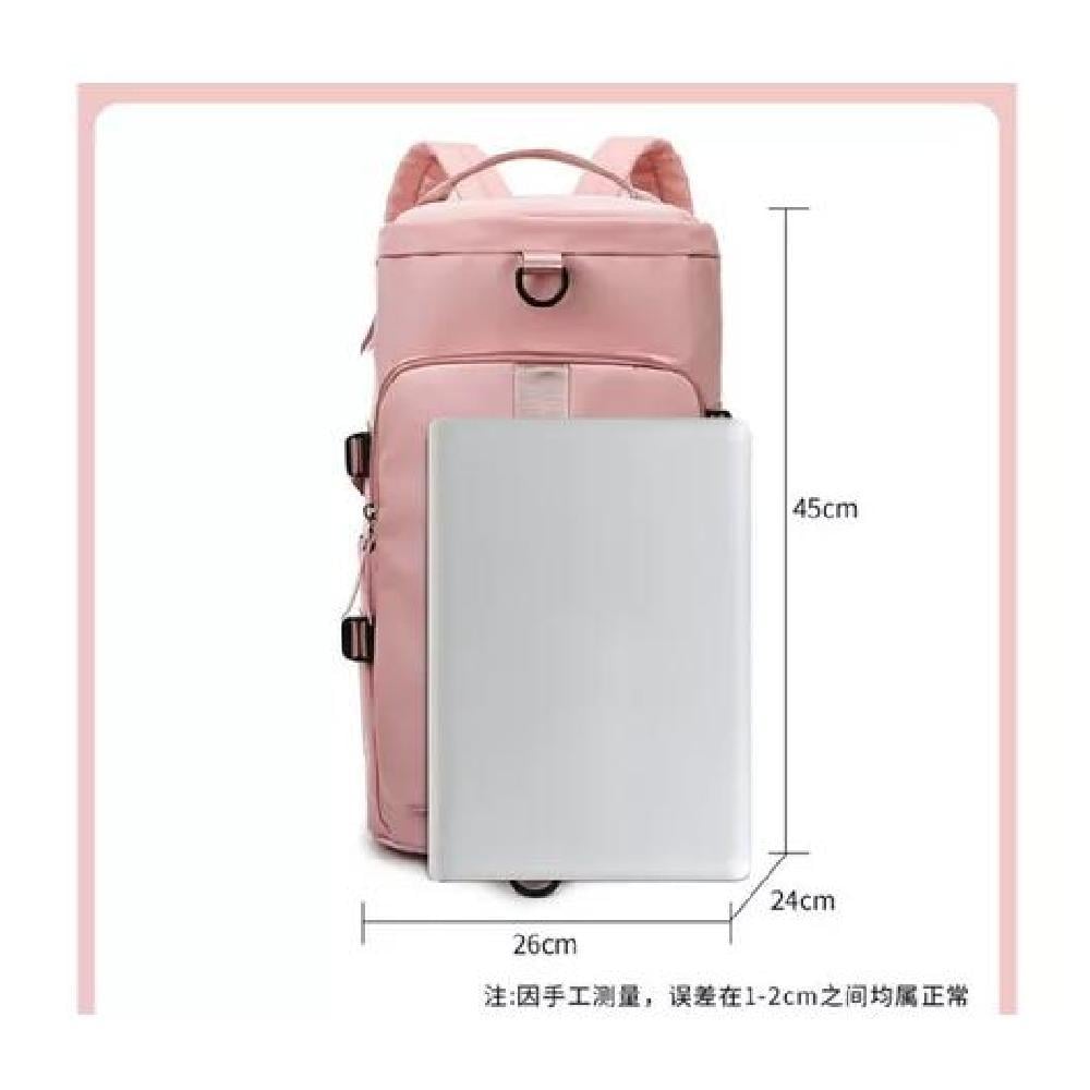 BOLSO VIAJE IMPERMEABLE MOCHILA MULTIUSOS HOMBRO GIMNASIO ROSADO ACERO - 4