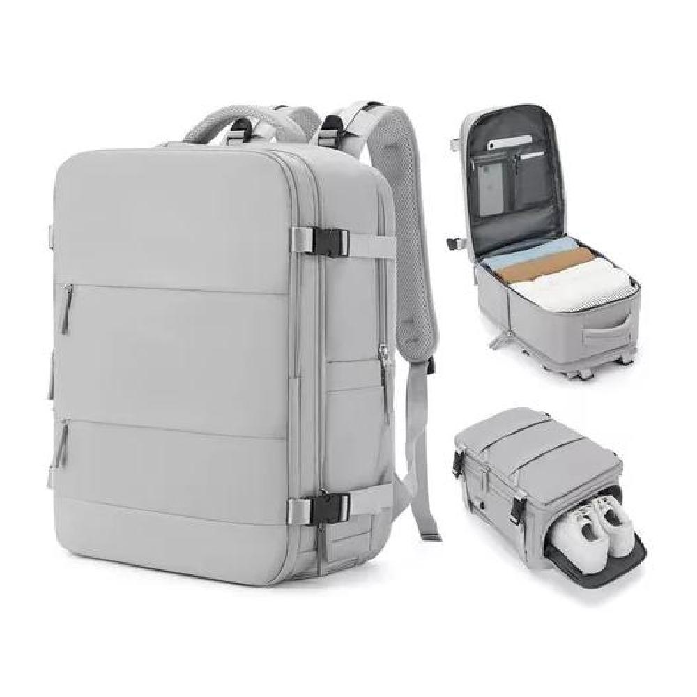 MOCHILA VIAJE CABINA AVIÓN IMPERMEABLE USB COLOR GRIS ACERO - 1