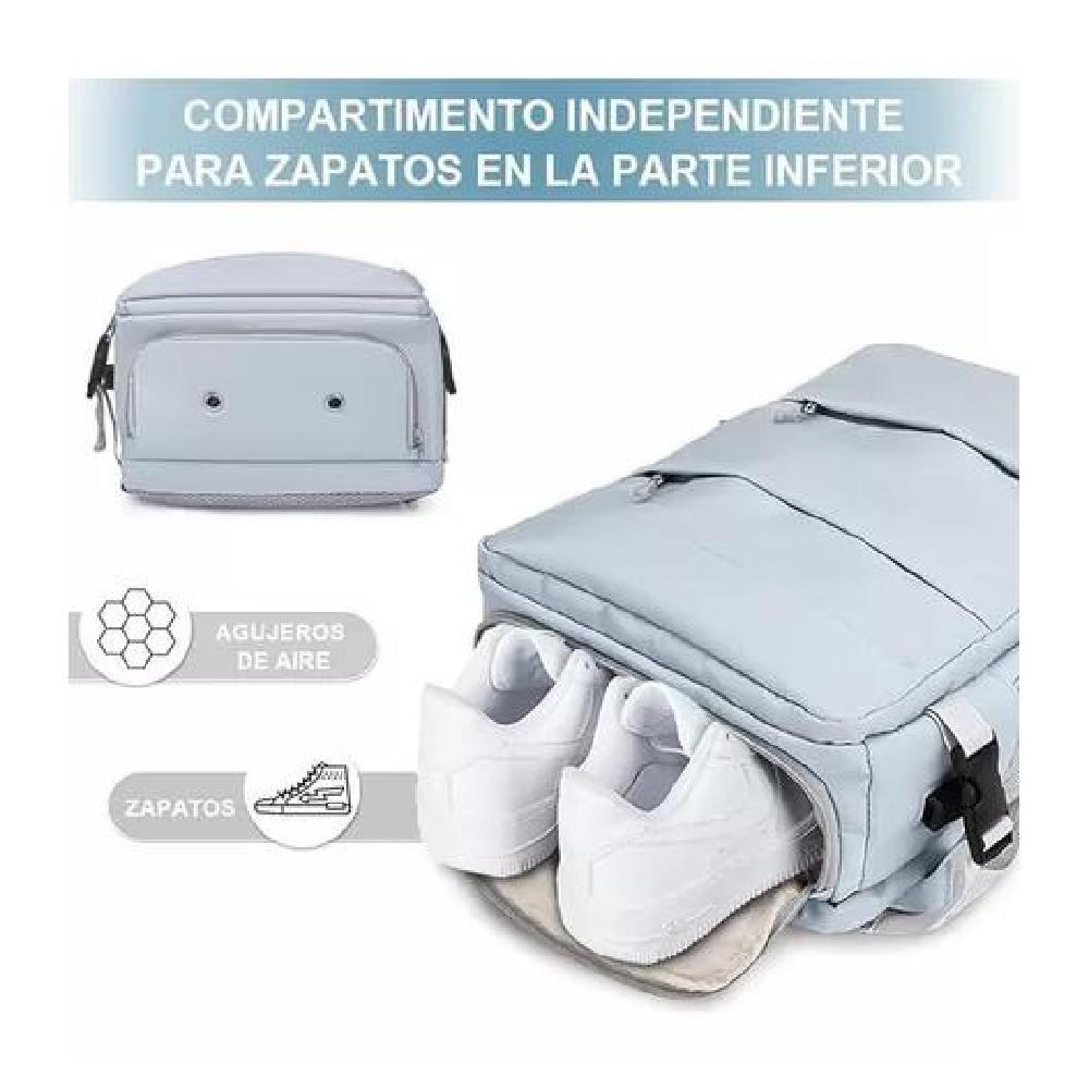 MOCHILA VIAJE CABINA AVIÓN IMPERMEABLE USB COLOR GRIS ACERO - 4
