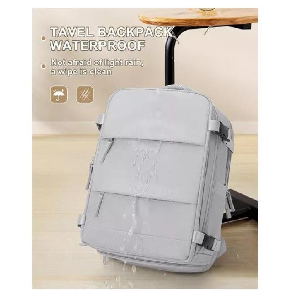 MOCHILA VIAJE CABINA AVIÓN IMPERMEABLE USB COLOR GRIS ACERO - 6