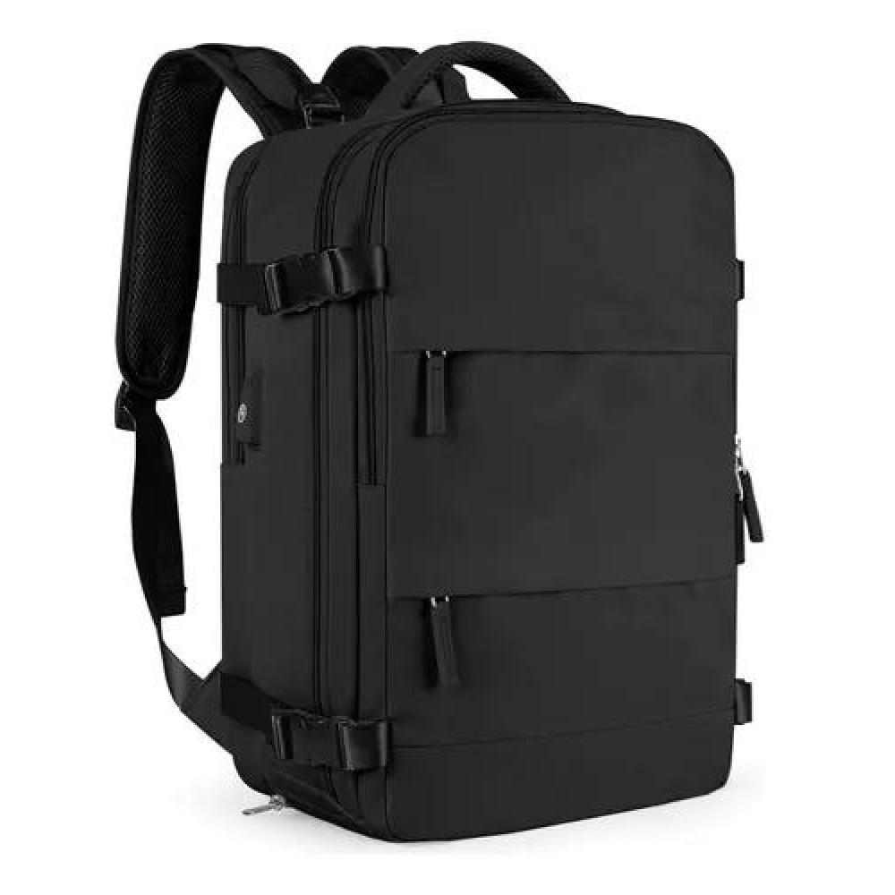 MOCHILA VIAJE CABINA AVIÓN IMPERMEABLE USB COLOR NEGRO ACERO - 1