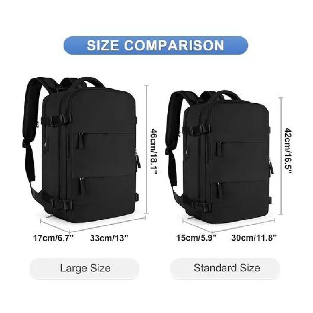 MOCHILA VIAJE CABINA AVIÓN IMPERMEABLE USB COLOR NEGRO ACERO - 2