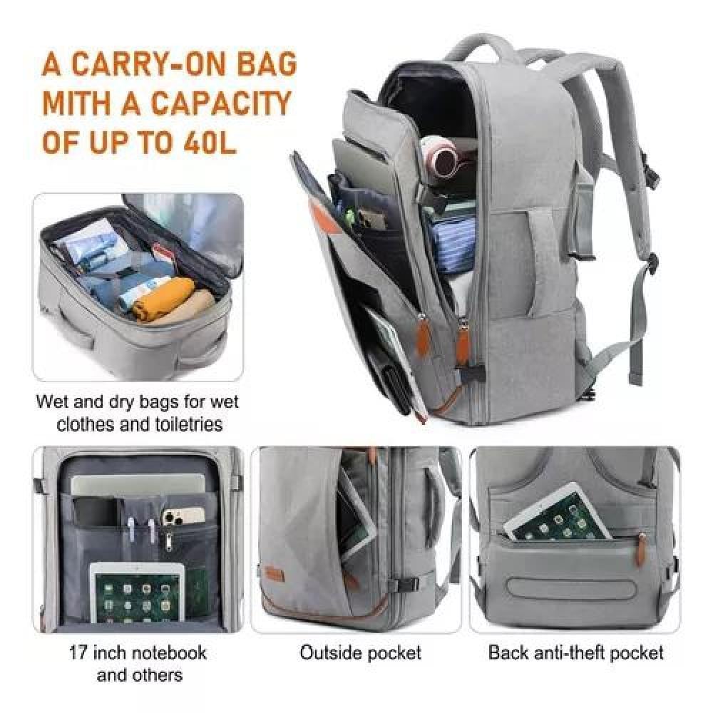 MOCHILA MALETA VIAJE CON 4 CUBOS EMBALAJE AVIÓN COLOR GRIS TELA - 5