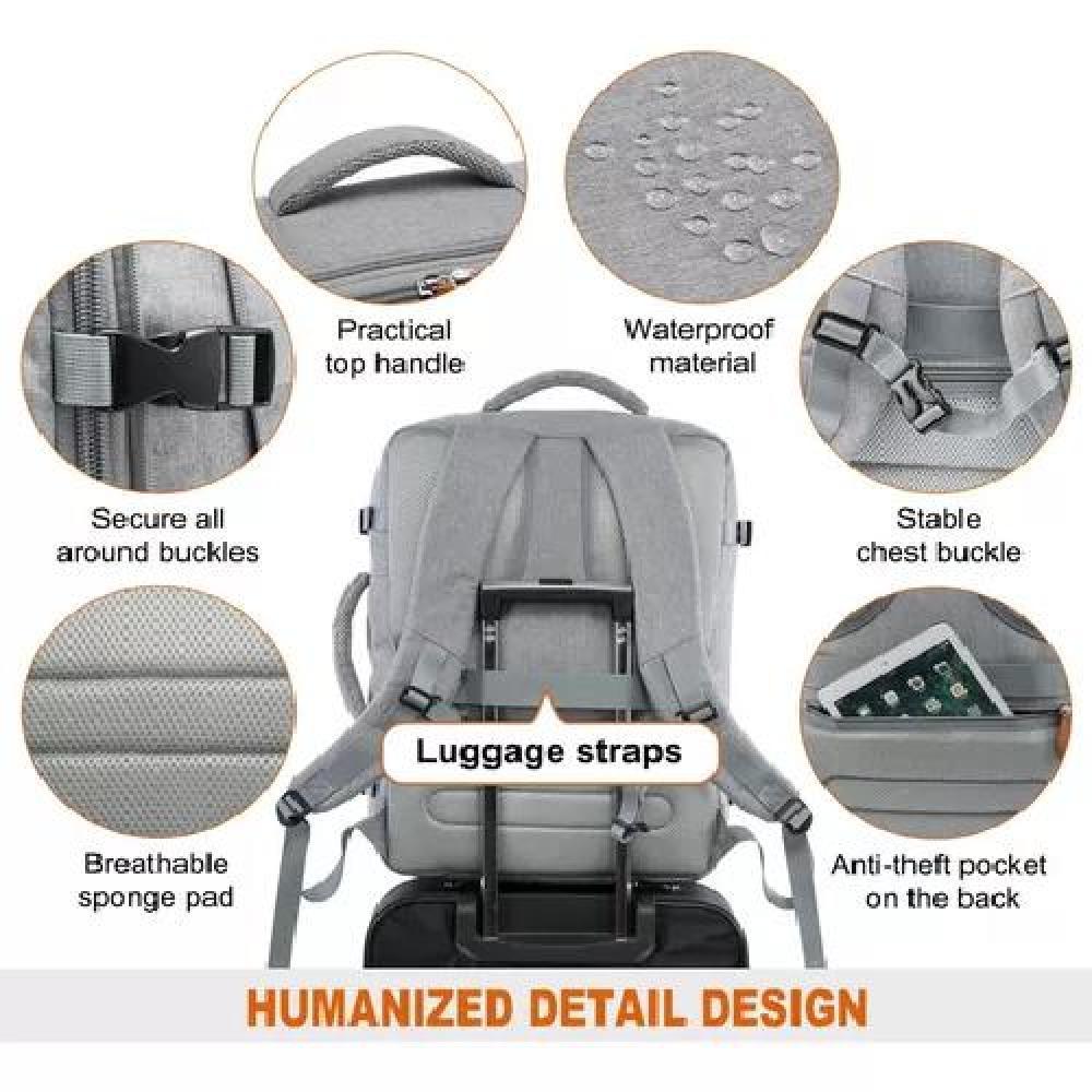 MOCHILA MALETA VIAJE CON 4 CUBOS EMBALAJE AVIÓN COLOR GRIS TELA - 7