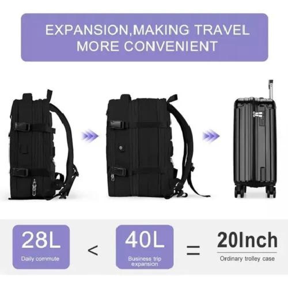 MOCHILA EXPANDIBLE VIAJE MULTIUSO IMPERMEABLE CABINA AVIÓN COLOR ROSADO ACERO - 5
