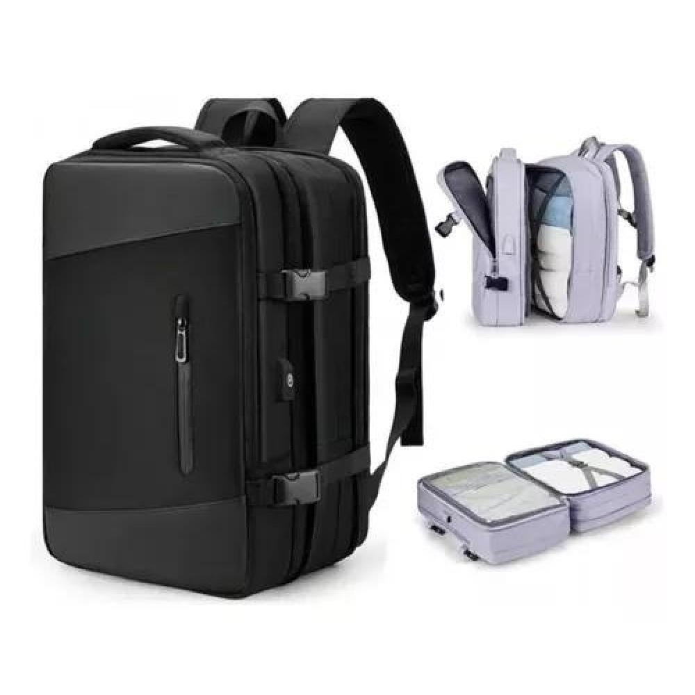 MOCHILA EXPANDIBLE VIAJE MULTIUSO IMPERMEABLE CABINA AVIÓN COLOR ROSADO ACERO - 8
