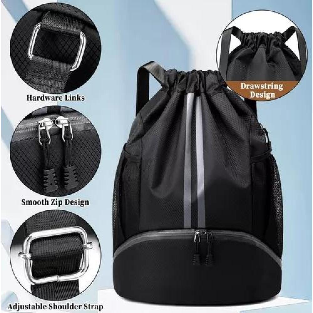 MOCHILA BALONCESTO BOLSO CON CORDÓN BOLSA EQUITACIÓN ACERO - 3