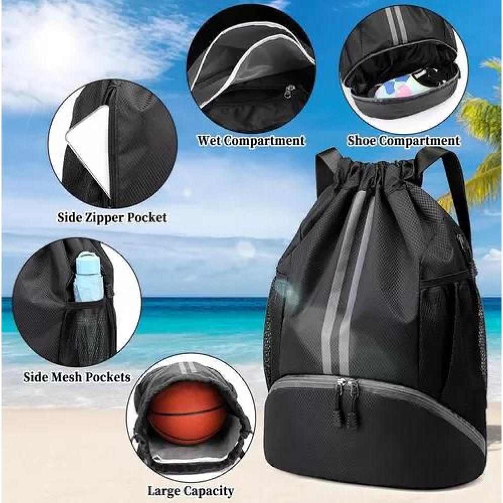 MOCHILA BALONCESTO BOLSO CON CORDÓN BOLSA EQUITACIÓN ACERO - 6