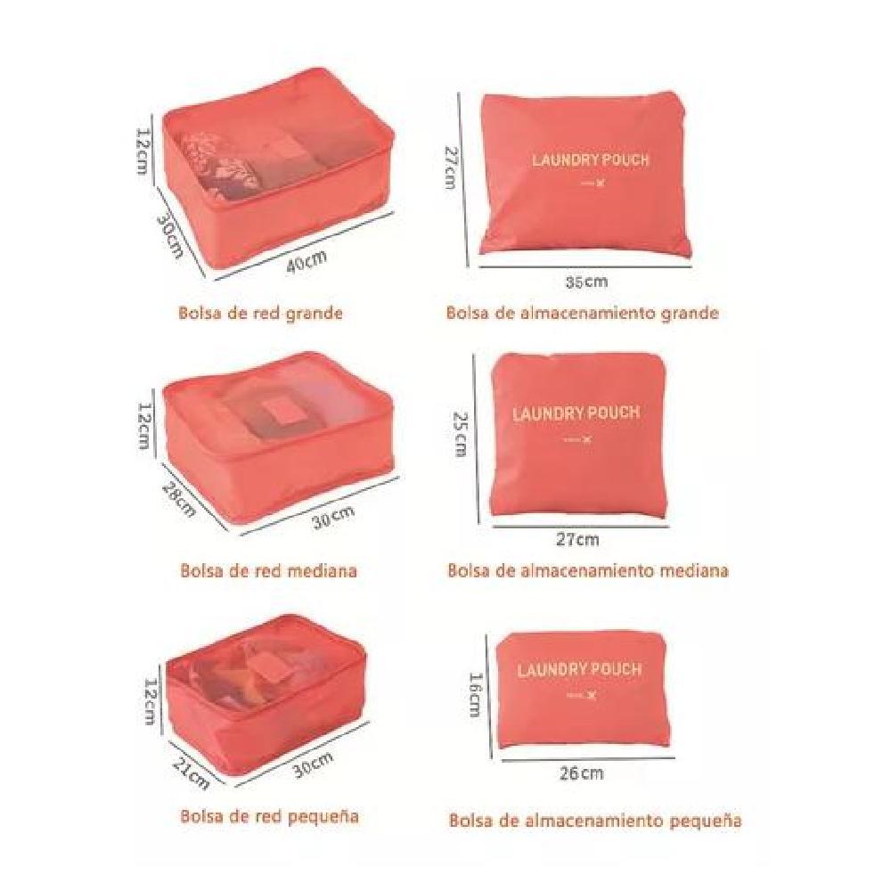 SET 6 ORGANIZADORES EQUIPAJE VIAJE BOLSA ROPA INTERIOR ROSADO ACERO - 6