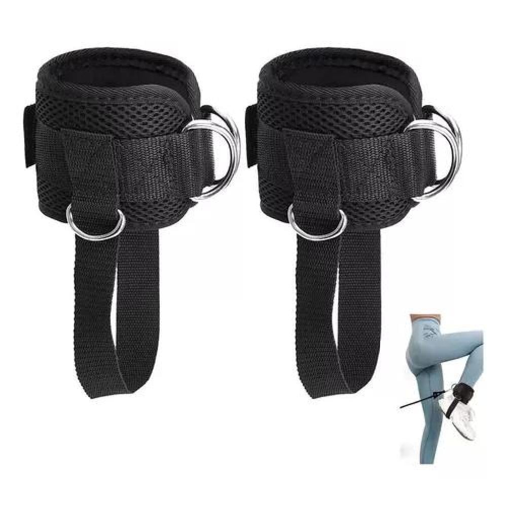 PAR TOBILLERAS ACERO PARA POLEA NEGRA ENGANCHE GYM GLÚTEOS - 1