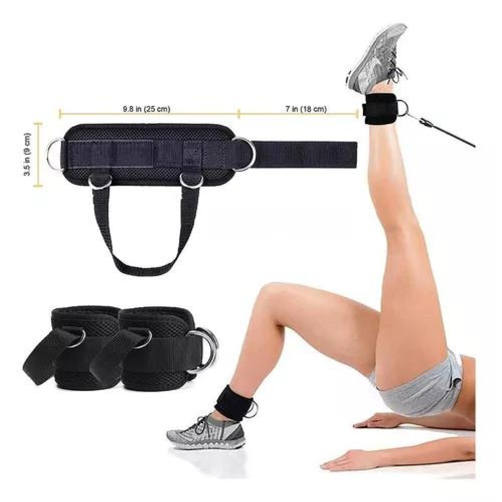 PAR TOBILLERAS ACERO PARA POLEA NEGRA ENGANCHE GYM GLÚTEOS - 2
