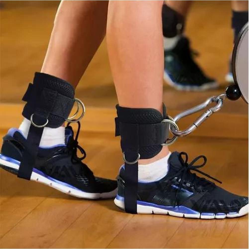 PAR TOBILLERAS ACERO PARA POLEA NEGRA ENGANCHE GYM GLÚTEOS - 4