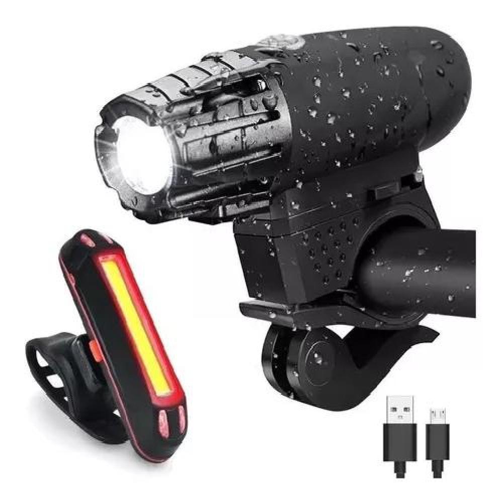 SET DE LUCES (DELANTERA Y TRASERA) PARA BICICLETA RECARGABLE - 1