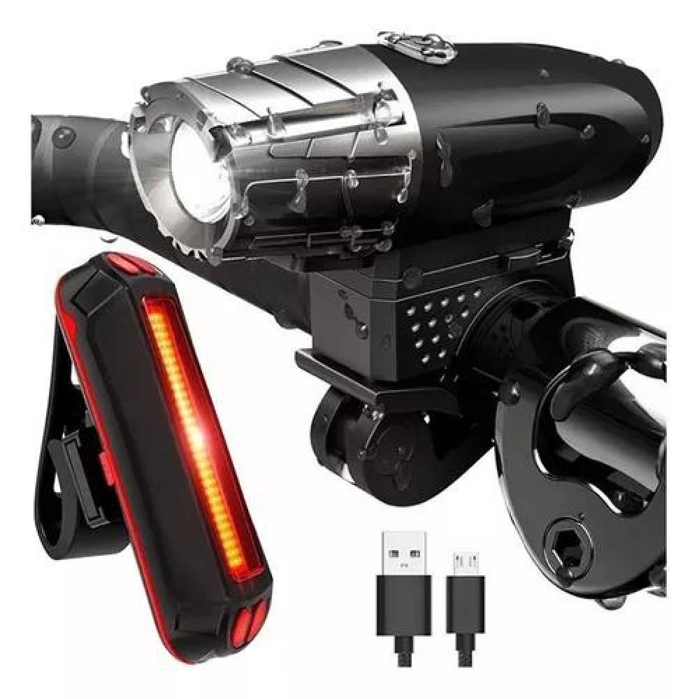 SET DE LUCES (DELANTERA Y TRASERA) PARA BICICLETA RECARGABLE - 2