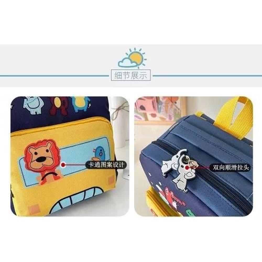 MOCHILA ANIMALITOS NIÑOS KINDERGARTEN COLOR AZUL IMPERMEABLE TELA - 5