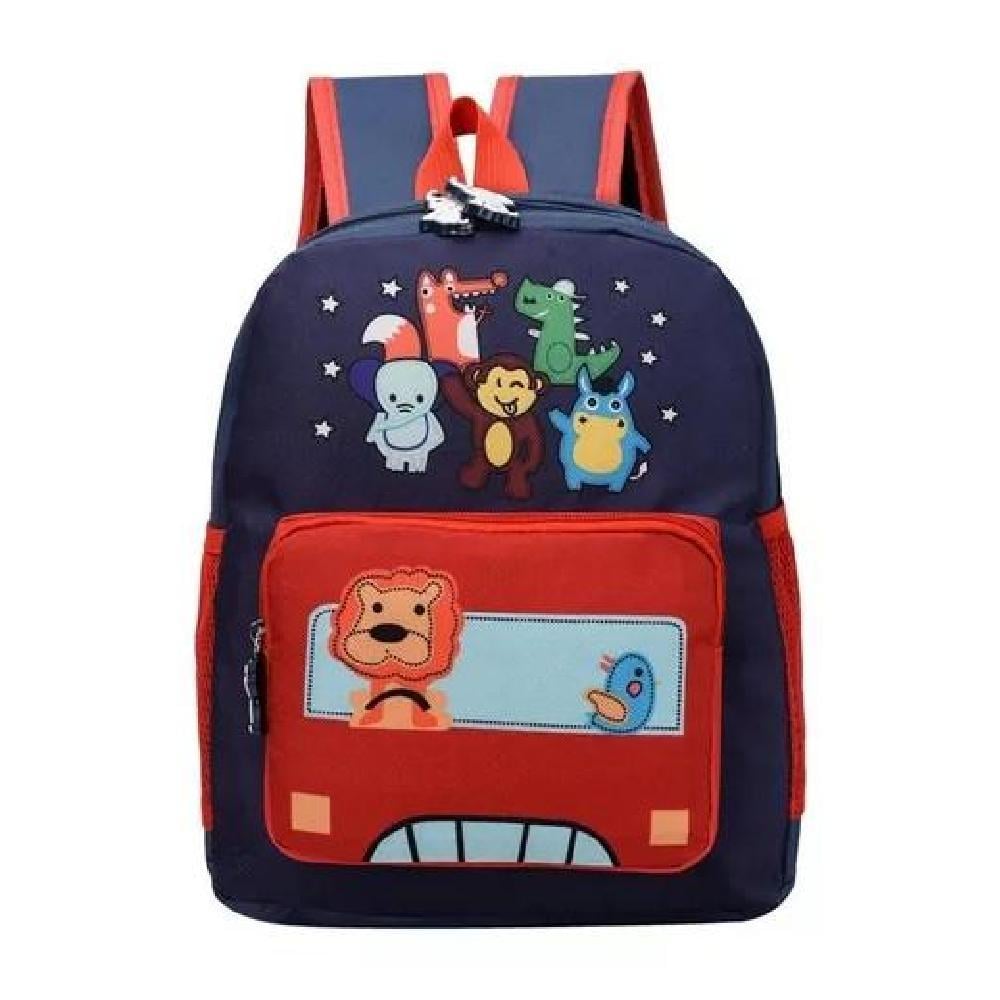 MOCHILA ANIMALITOS NIÑOS KINDERGARTEN COLOR ROJO IMPERMEABLE TELA - 1