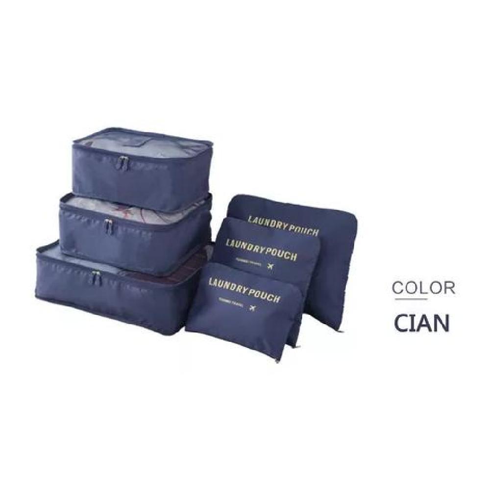SET 6 ORGANIZADORES EQUIPAJE VIAJE BOLSA ROPA INTERIOR NEGRO ACERO - 2