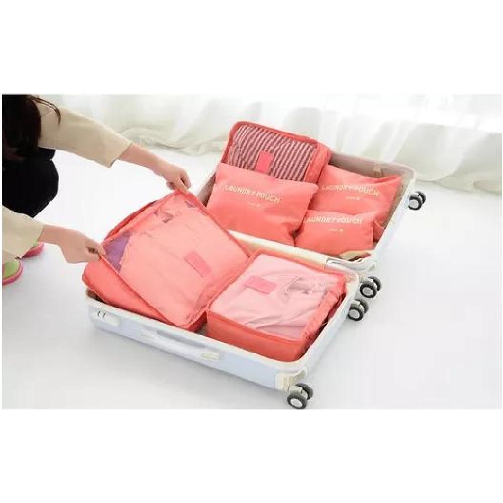 SET 6 ORGANIZADORES EQUIPAJE VIAJE BOLSA ROPA INTERIOR NEGRO ACERO - 4