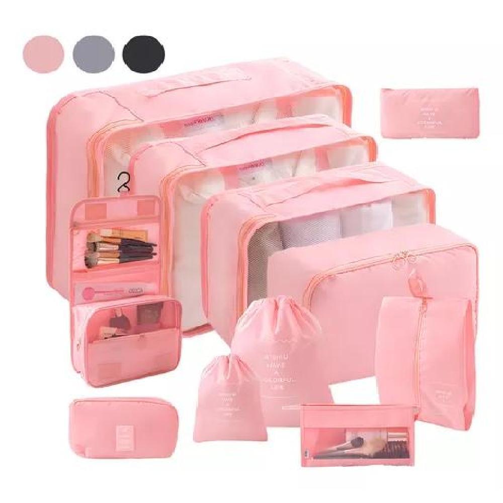 SET 7 ORGANIZADORES EQUIPAJE COLOR ROSADO ACERO - 1