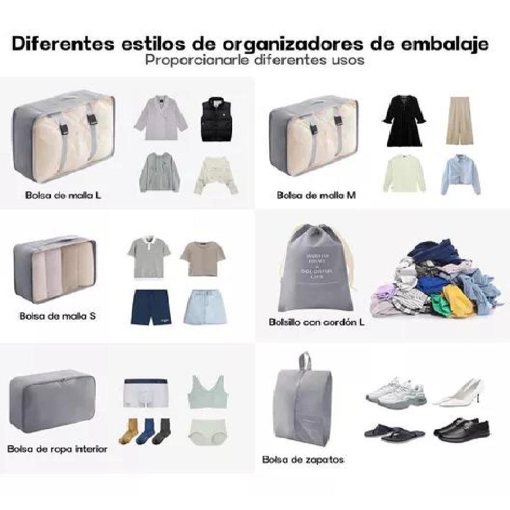 SET 7 ORGANIZADORES EQUIPAJE COLOR ROSADO ACERO - 5