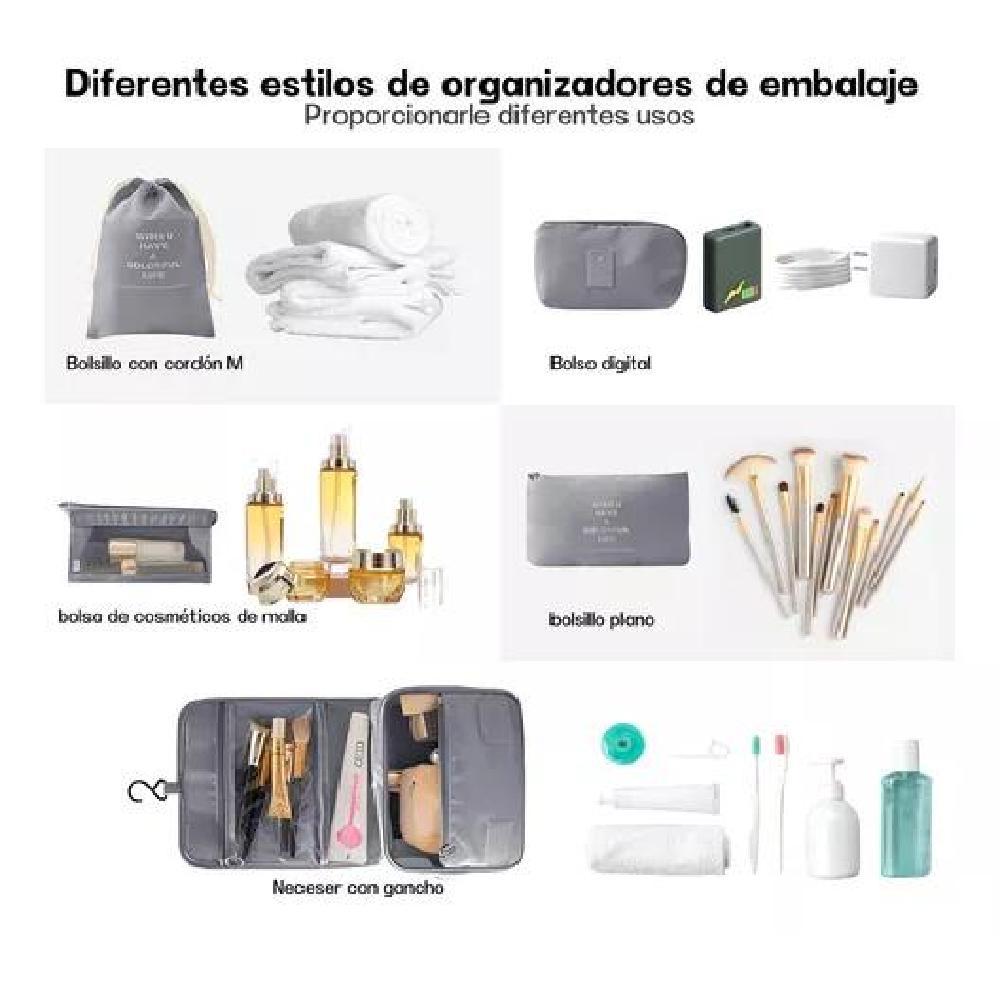 SET 7 ORGANIZADORES EQUIPAJE COLOR ROSADO ACERO - 6