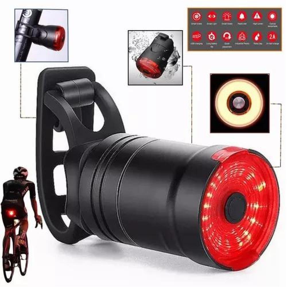 LUZ DE BICICLETA LUZ12 LED CON SENSOR DE FRENO RECARGABLE USB IPX6 - 2