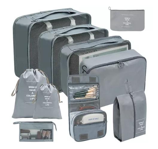 SET 10 BOLSAS ORGANIZADORA IMPERMEABLE COLOR GRIS ACERO - 1