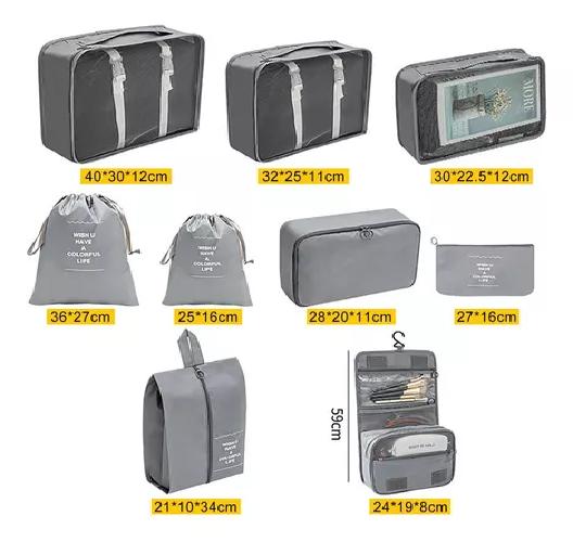 SET 10 BOLSAS ORGANIZADORA IMPERMEABLE COLOR GRIS ACERO - 2