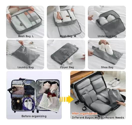 SET 10 BOLSAS ORGANIZADORA IMPERMEABLE COLOR GRIS ACERO - 4