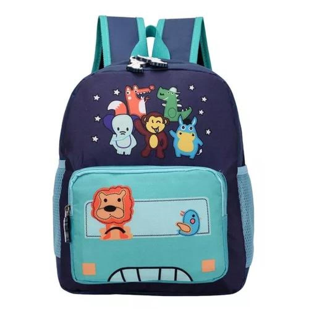 MOCHILA ANIMALITOS NIÑOS KINDERGARTEN COLOR CELESTE IMPERMEABLE TELA - 1