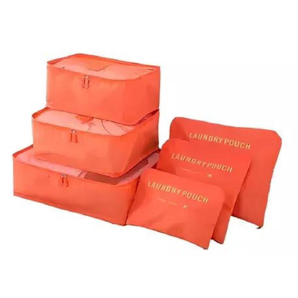 SET 6 ORGANIZADORES EQUIPAJE VIAJE BOLSA ROPA INTERIOR NARANJA ACERO - 1
