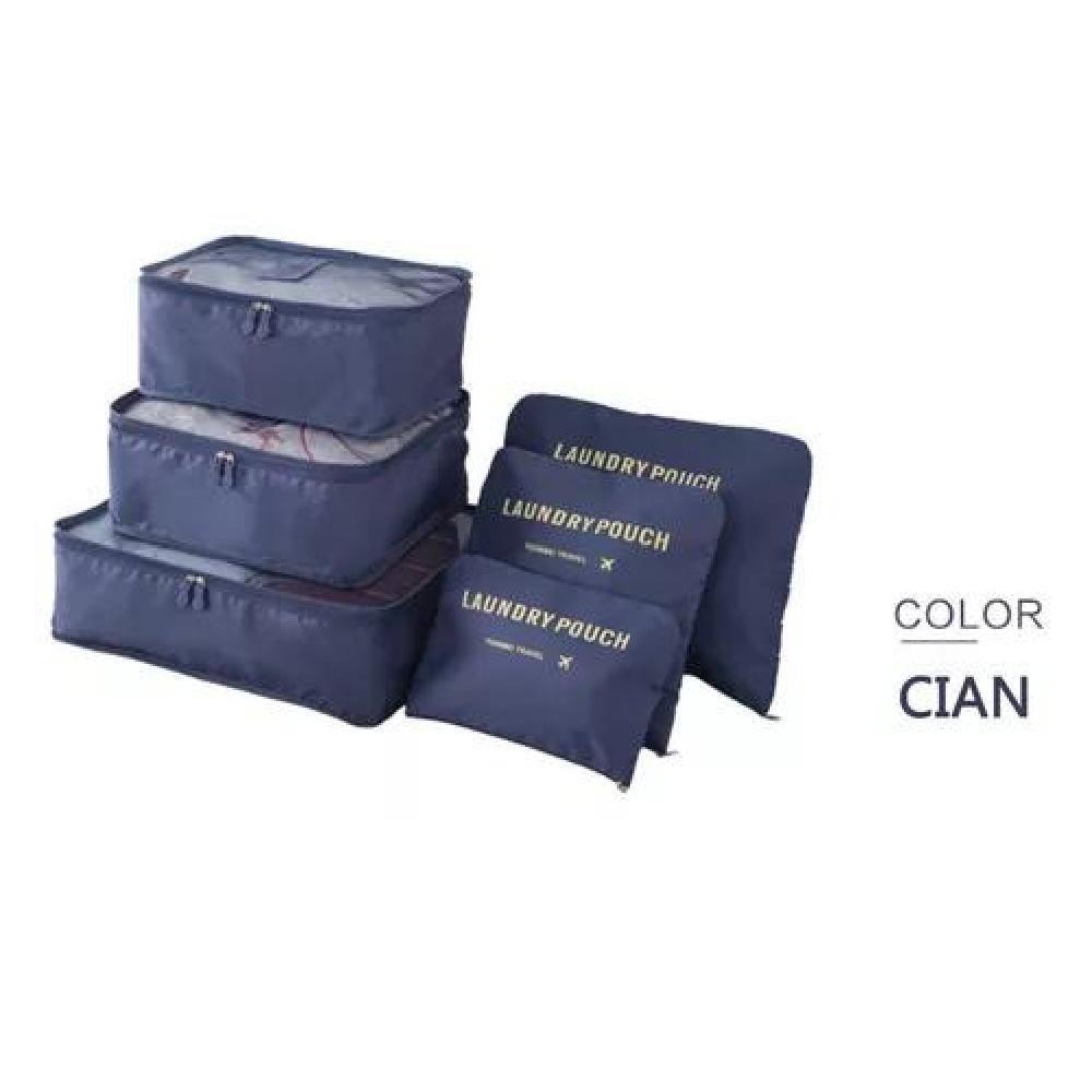 SET 6 ORGANIZADORES EQUIPAJE VIAJE BOLSA ROPA INTERIOR NARANJA ACERO - 5