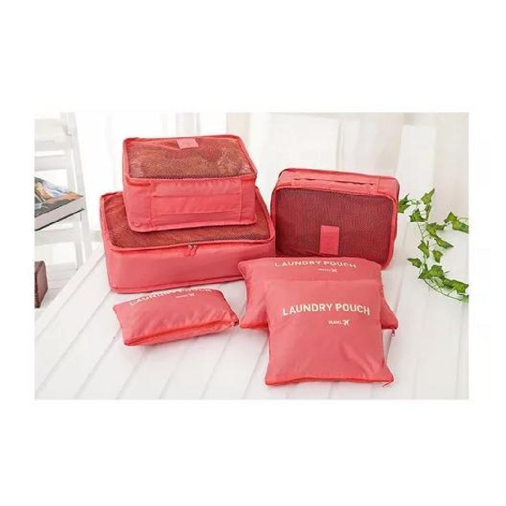 SET 6 ORGANIZADORES EQUIPAJE VIAJE BOLSA ROPA INTERIOR NARANJA ACERO - 6