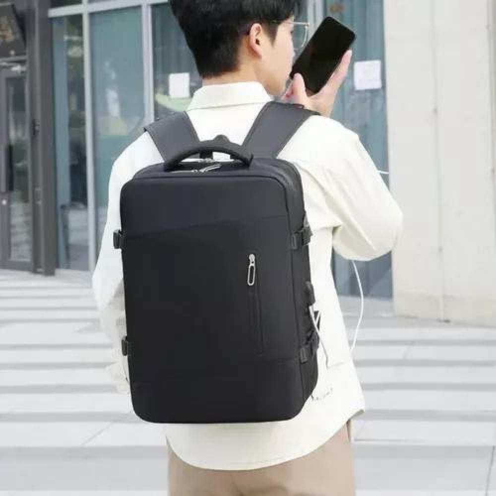 MOCHILA EXPANDIBLE VIAJE MULTIUSO IMPERMEABLE CABINA AVIÓN COLOR NEGRO ACERO - 3