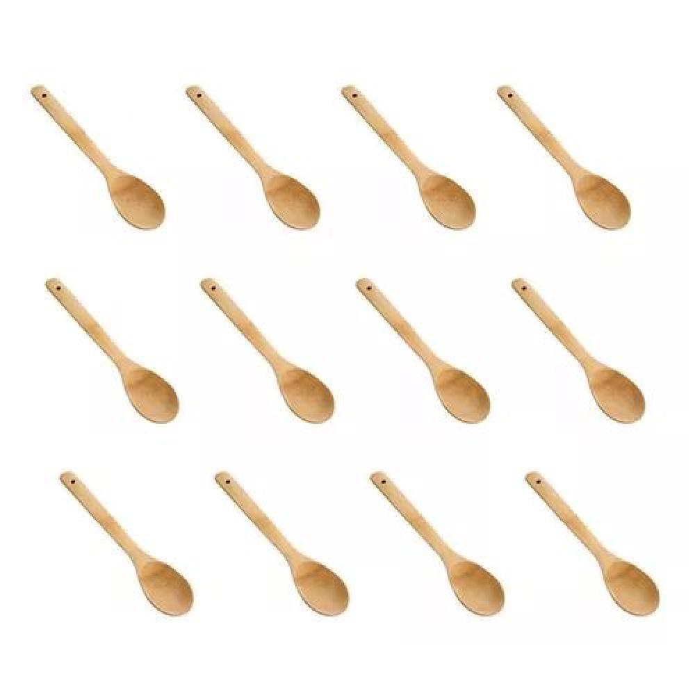 PACK 12 CUCHARA DE MADERA BAMBÚ PARA COCINA 30CM - 1