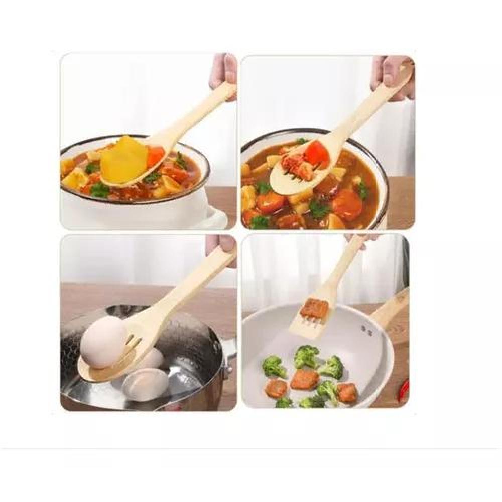 PACK 12 CUCHARA DE MADERA BAMBÚ PARA COCINA 30CM - 6