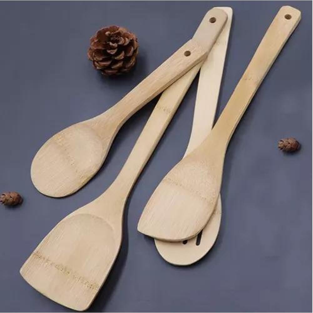 PACK 12 CUCHARA DE MADERA BAMBÚ PARA COCINA 30CM - 7
