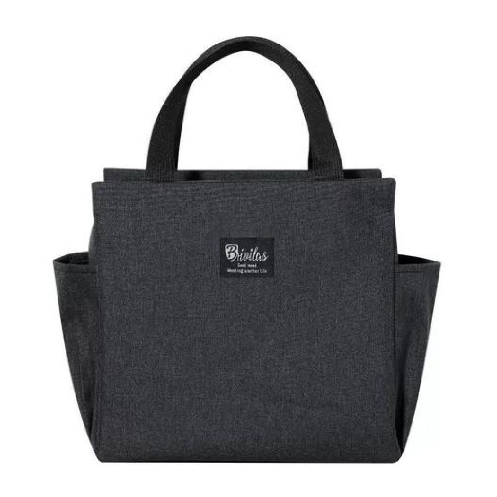 LONCHERA BOLSO TÉRMICO PORTÁTIL PARA ALMUERZO LUNCH 25X25CM COLOR NEGRO - 2