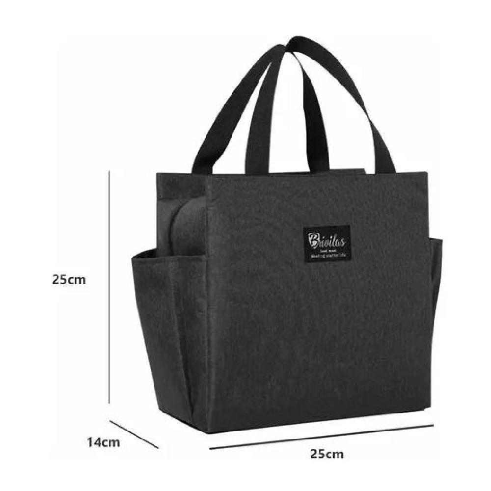 LONCHERA BOLSO TÉRMICO PORTÁTIL PARA ALMUERZO LUNCH 25X25CM COLOR NEGRO - 3