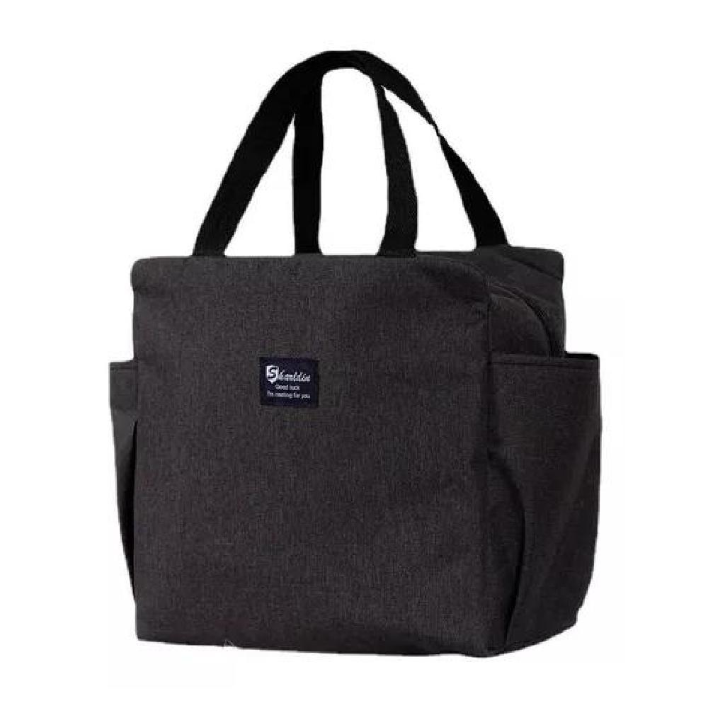 LONCHERA BOLSO TÉRMICO PORTÁTIL PARA ALMUERZO LUNCH 25X25CM COLOR NEGRO - 6