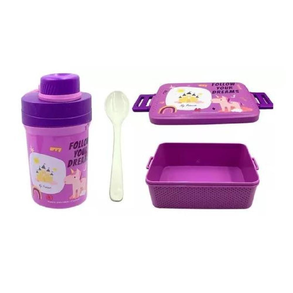 SET LONCHERA FIAMBRERA BOTELLA P/ NIÑOS (AS) DISEÑO INFANTIL COLOR VIOLETA - 2